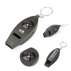 Multi-Functional 4-In-1 Whistle Compass With Key Chains