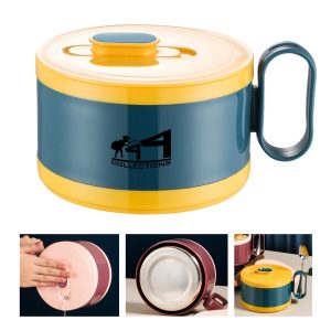 41Oz Multi-Functional Stainless Steel Bowl W/ Plastic Lid And Handle