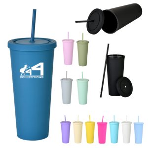22Oz Straight Cup W/ Straw