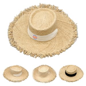 Raffia Straw Wide-Brimmed Boater Hat