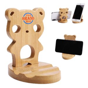 Cuddly Bear Wooden Mobile Phone Stand