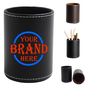 Stylish Leather Desk Top Pen Holder Organizer