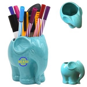Ceramic Elephant Desk Top Pen Holder Organizer
