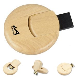 Round Bamboo Wooden U Disk