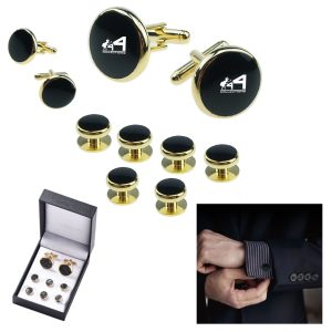 Round Black Cuff Links