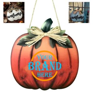 Wooden Pumpkin Shaped Hanging Sign