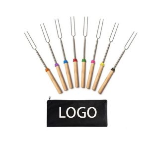 8 Telescope Barbecue Skewers With Carrying Pouch