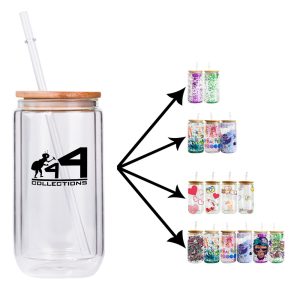 12 Oz Double-Wall Drinking Glass Jar W/ Lid And Straw