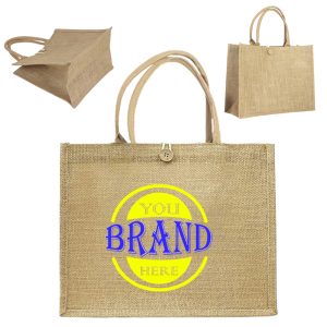 17.72 X 6.3 X 11.81 Inch Jute Burlap Tote Bag