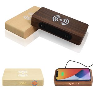 Alarm Clock Wooden Wireless Charger