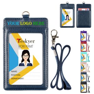 Pu Leather Badge Holder W/ Lanyard