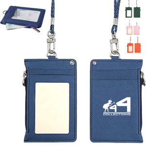 Leather Lanyard Zipper Card Bag