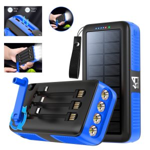 30000Mah Manual Rotation Solar Power Bank Flashlight