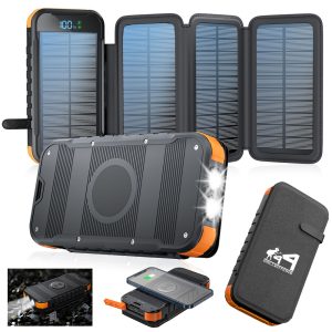 Waterproof Wireless Charging Solar Power Bank Flashlight