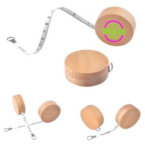 Round Wood Heart Shell Measuring Tape