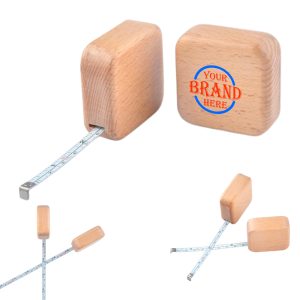 Square Wood Heart Shell Measuring Tape