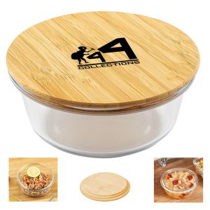 Bamboo Brown Lid Glass Lunch Box