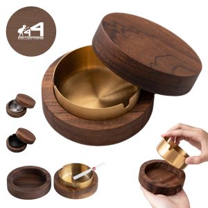 Solid Wood Ashtray W/ Lid