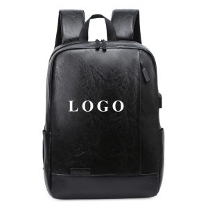Pu Leather Laptop Backpack With Usb Port