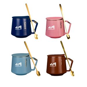 400Ml Ceramic Coffee Mug W/ Lid