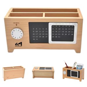 Wooden Calendar Pen Holder