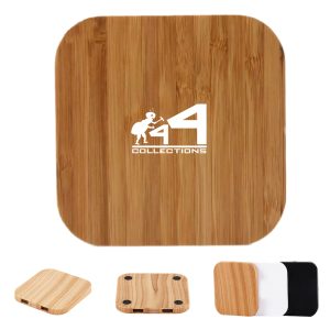 Wood Grain Wireless Charger W/ Double Usb Interfaces