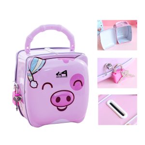 Tinplate Piggy Coin Bank W/ Lock