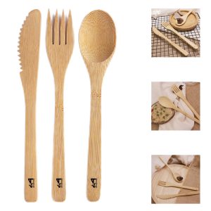 3Pcs Bamboo Tableware Cutlery Set
