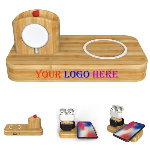 3-In-1 Bamboo Wireless Charging Stand
