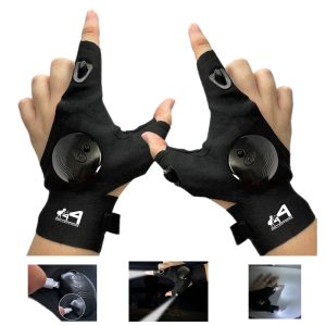 Led Flashlight Two-Finger Fishing Gloves