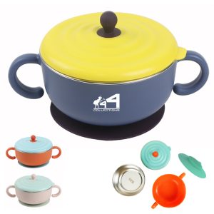 Stainless Steel Baby Food Bowl W/Plastic Handle And Lid