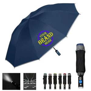 46" Umbrella w/ Safer Reflective Stripe and LED Flashlight