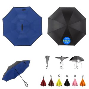 49 Inch Arc Inverted Reverse Umbrella w/ C-shape Handle