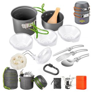 Portable Camping Tableware Set w/ Mini Stove