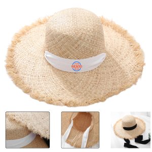 Women's Lace-Up Sun Protectiv Wide Brim Dome Straw Hat