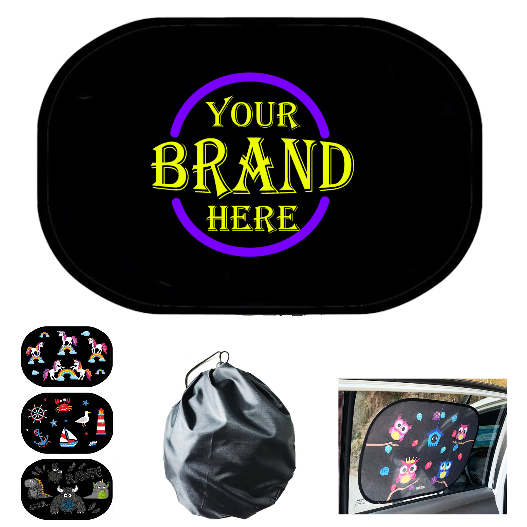 2 Pcs Foldable Car Sunshade w/ Storage Bag