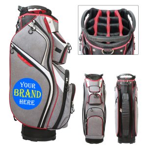 Grey and Red Fabric Golf Bag