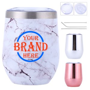 12Oz Stainless Steel Insulated Stemless Tumbler w/ Lid