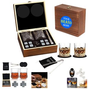 Whiskey Glass with Whiskey Ice Cubes Gift Set