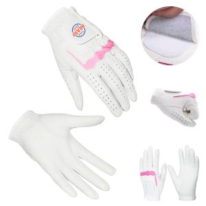 Goatskin Women's Pink and White Golf Gloves
