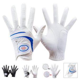 White with Blue Customizable Golf Gloves
