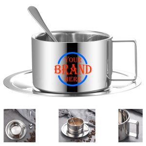 6.76 Oz Coffee Mug w/ Saucer and Spoon