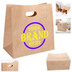 11.02X5.91X11.02Inch Kraft Paper Bag W/ Hollow Handle