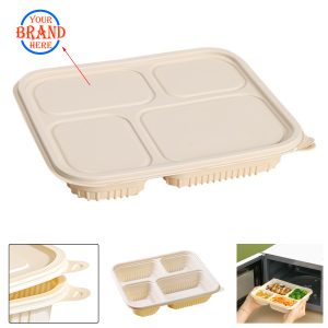 Four Compartments Disposable Degradable Takeaway Lunch Box