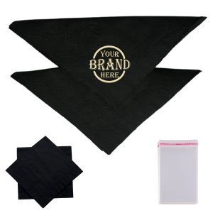 9.8*9.8 Inch Wave Pattern Gold-Foiled Black Napkin