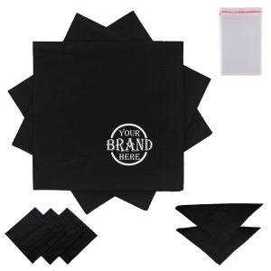 9.8*9.8 Inch Wave Pattern Silver-Foiled Black Napkin