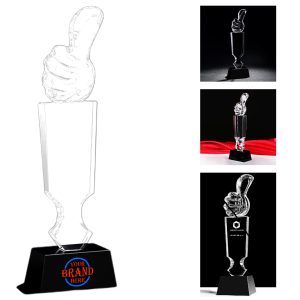 Thumbs-Up Crystal Trophy