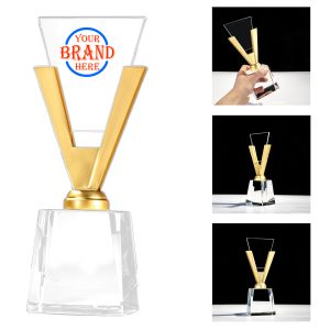 V Shape Crystal Trophy