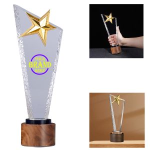 Star Crystal And Wood Tropy