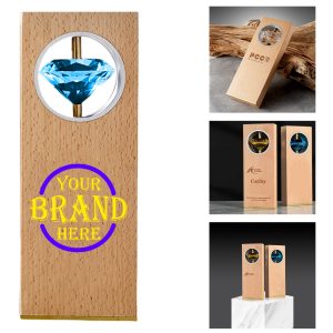 Diamond Eye Crystal And Wood Tropy